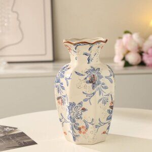 Elegant Blue & White Accent Vase